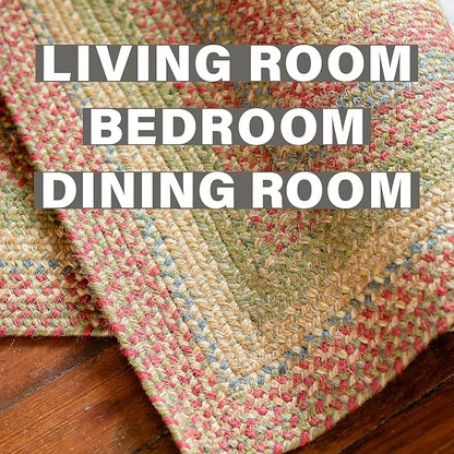 Azalea Multicolor Braided Oval Area Rugs, Jute, 5x8' - Perfect Country Primitive Decor for Living Room, Dining Room, Everywhere