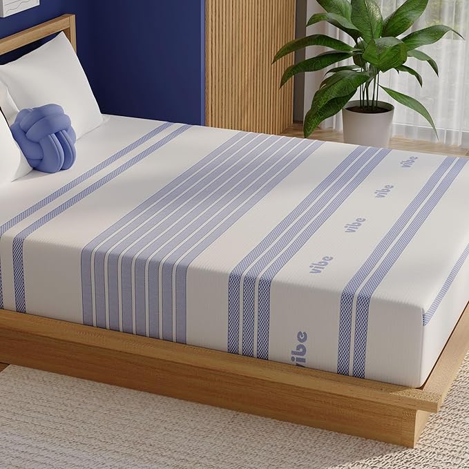 Vibe Gel Memory Foam Mattress, Fiberglass Free, 12-Inch CertiPUR-US Certified Bed-in-a-Box, California King, White