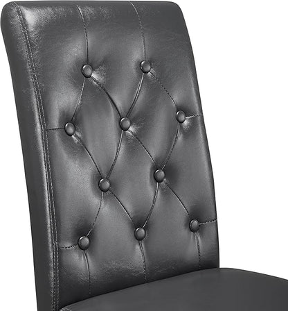 Yaheetech Dining Chairs Set of 6 Modern Style Faux Leather Dining Room Chairs with Solid Wood Legs and Button Tufted Padded for Home Kitchen, Gray
