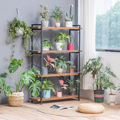 Bookshelf, 4 Tier Bookshelf, Tall Bookcase for Living Room, Home Office and Kitchen