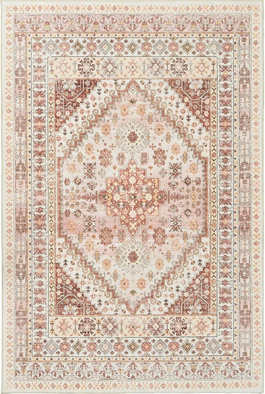 zesthome 8x10 Area Rugs for Living Room,Non-Slip Backing Washable Rugs,Vintage Large Area Rug，Stain Resistant Home Decor Rug