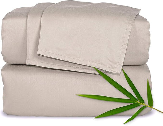 Twin XL Sheets by Pure Bamboo, Genuine 100% Organic Viscose Derived from Bamboo Bed Sheet Set, Luxuriously Soft & Cooling, Double Stitching, Lifetime Quality Promise (Twin XL, Sand)