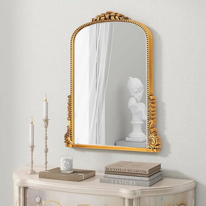 SHYFOY Traditional Gold Wall Mirror, Decorative Antique Wall Mirror, Vintage Mirrors for Wall Decor, Baroque Large Mirrors for Living Room Entryway Powder Room 31.5" x 23.6" Antique-Inspired décor