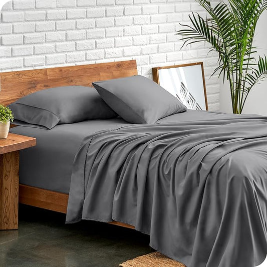 Bare Home Full XL Sheet Set - Luxury 1800 Ultra-Soft Microfiber Full Extra Long Bed Sheets - Double Brushed - Deep Pockets - Easy Fit - 4 Piece Set - Bedding Sheets & Pillowcases (Full XL, Grey)