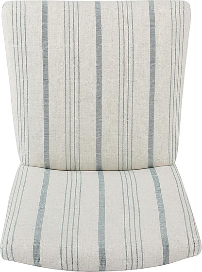 HomePop Parsons Classic Upholstered High Back Curved Top Barstool, 29-inch, Blue Calypso Stripe
