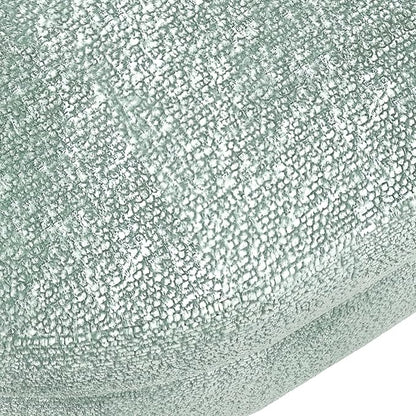 Oval Storage Bench 43.5" Linen Fabric Upholstered Entryway Bench with Solid Wood Legs Ottoman Bench Indoor Bench for Living Room/Bedroom/End of Bed/Entryway (Cyan)