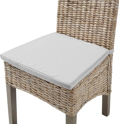 Crosley Furniture Edelyn Natural Rattan Dining Chairs Set of 2, Farmhouse Kitchen Accent Chair with Cushion, Kubu Rattan/Gray