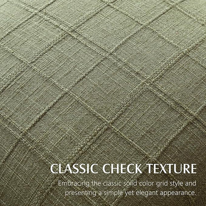 Foindtower Set of 2 Decorative Linen Check Throw Pillow Covers Neutral Farmhouse Vintage Cushion Covers Modern Boho Home Decor for Sofa Chair Couch Bedroom Living Room Outdoor,26×26 Inch,Sage Green