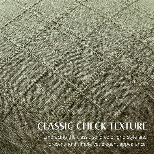 Foindtower Set of 2 Decorative Linen Check Throw Pillow Covers Neutral Farmhouse Vintage Cushion Covers Modern Boho Home Decor for Sofa Chair Couch Bedroom Living Room Outdoor,26×26 Inch,Sage Green