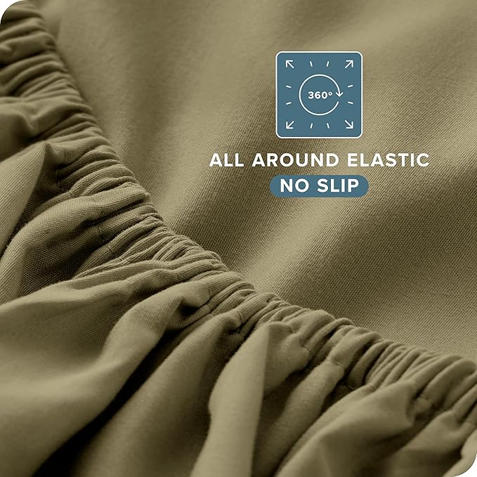 Bare Home Full Sheet Set - Luxury 1800 Ultra-Soft Microfiber Full Bed Sheets - Double Brushed - Deep Pockets - Easy Fit - 4 Piece Set - Bedding Sheets & Pillowcases (Full, Olive)