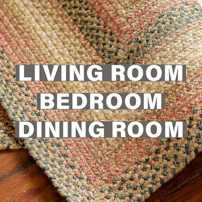 Russet Multi Color Jute Braided Oval Rug, 4x6' - Warm Country Decor, Perfect for Bedrooms, Kitchens and Large Entryways - Pet Friendly, Reversible and Easy to Clean