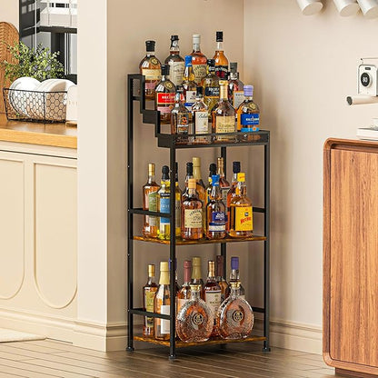 Trapezoidal Liquor Cabinet Bar for Home, Stepped Wine Rack Freestanding Floor, Corner Syrup & Whiskey Stand, Large-Capacity Alcohol Bottle Storage Display Shelf Living Room, Patent Pending