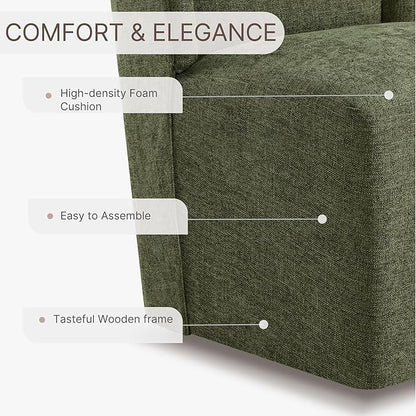 Dining Chairs with Casters Require Assembly Upholstered Wingback Single Sofa Armless Deskchair for Bedroom Waiting Room Kitchen Diningroom