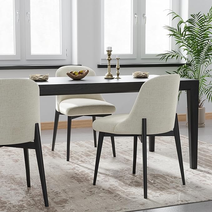 Casaphoria Wood Kitchen Table Set with 6 Chairs, 79" Rectangle Dining Kitchen Table & Chairs Set for 4-6, Modern Farmhouse Dining Table for Living Room, Easy Assembly, Black