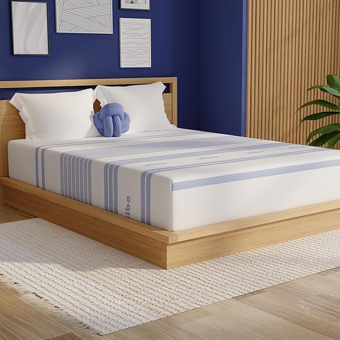 Vibe Gel Memory Foam Mattress, Fiberglass Free 10-Inch CertiPUR-US Certified Bed-in-a-Box, California King, White
