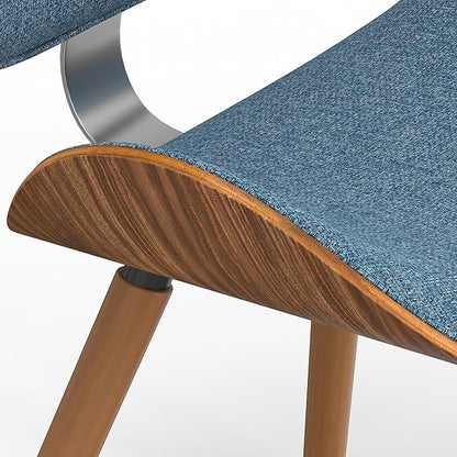 SIMPLIHOME Marana Dining Chairs - Upholstered Bentwood Back and Linen-Style Fabric Kitchen Chair in Denim Blue, Mid-Century Modern Ergonomic Dining Room Seating with Contoured Seat and Beech Wood Legs