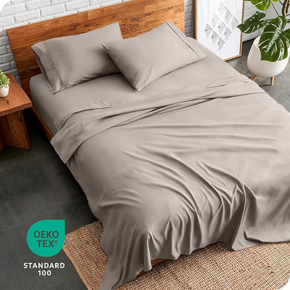 Bare Home California King Sheet Set - 1800 Ultra-Soft Microfiber Cal King Bed Sheets - Double Brushed - Deep Pockets - Easy Fit - 4 Piece Set - Bed Sheets (California King, Khaki)