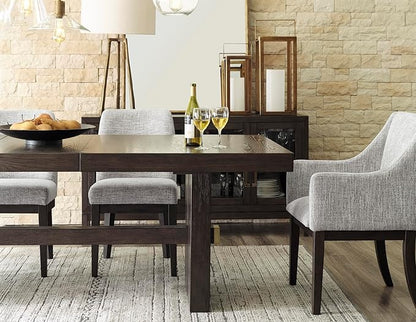 Signature Design by Ashley Burkhaus Traditional Dining Upholstered Arm Chair, 2 Count, Gray & Dark Brown