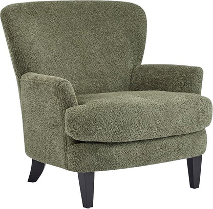 Christopher Knight Home Colby Boucle Upholstered Club Chair, Living Room Accent Chair, Wooden Frame, Flared Armrest, Plush Thick Cushion, Reading Lounge Chair, Space-Saving Furniture, Olive Green
