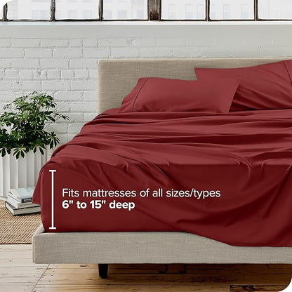 Bare Home Twin XL Sheet Set - 1800 Ultra-Soft Microfiber - Double Brushed - Deep Pockets - Easy Fit - 3 Piece Set - Bed Sheets (Twin XL, Rosewood)