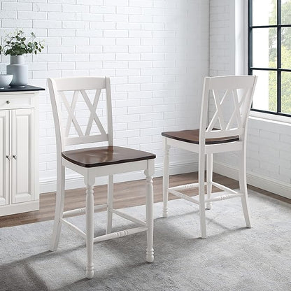 Crosley Furniture Shelby Wood X Back Counter Height Bar Stools Set of 2