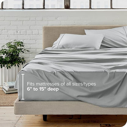 Bare Home Full Extra Long Sheet Set - 1800 Ultra-Soft Microfiber Full XL Bed Sheets - Double Brushed - Deep Pockets - Easy Fit - 4 Piece Set - Bed Sheets (Full XL, French Grey)