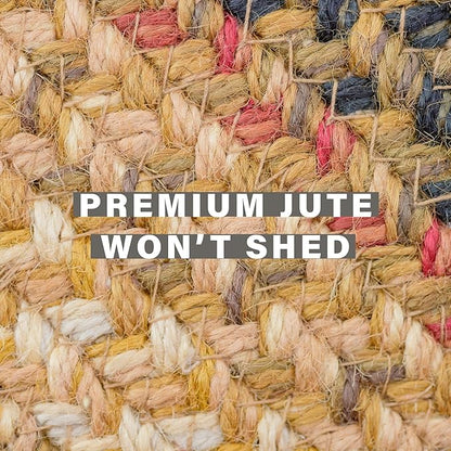 Russet Multicolor Jute Braided Oval Rug, 20x30 - Warm Country Decor, Perfect for Laundry Rooms, Kitchens and Entryways - Reversible and Easy to Clean