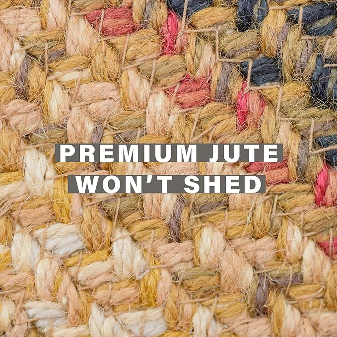 Russet Multi Color Jute Braided Rugs, 20x30 Rectangle - Warm Country Decor, Perfect for Kitchens, Bathrooms and Entryways - Durable and Easy to Clean