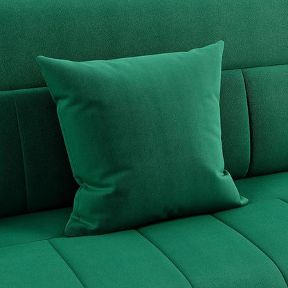 Yaheetech 56.5" W Modern Sofa Small Sofa Luxurious Velvet Fabric Couch with Gold-Tone Metal Arms and Legs for Living Room, Home Office, Studio Green