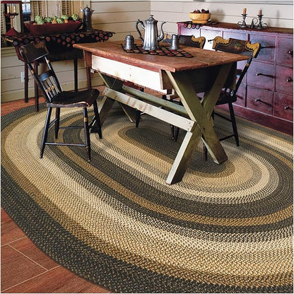 Homespice Kilimanjaro Black Jute Braided Oval Rug - 4x6' for Living, Bedroom & Dining Rooms. Pet-Friendly, Farmhouse, Rustic, Vintage, Boho Style