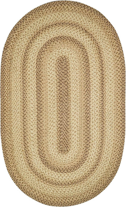 Cookie Dough Oval Braided Rugs 20x30 - Brown Entryway Rug of Jute for Rustic Farmhouse Decor