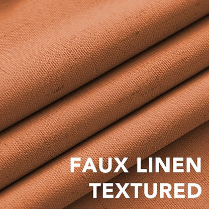 H.VERSAILTEX 100% Blackout Curtains for Bedroom Thermal Insulated Linen Textured Curtains Heat and Full Light Blocking Drapes Living Room Curtains 2 Panel Sets, 42x45 Inch, Orange