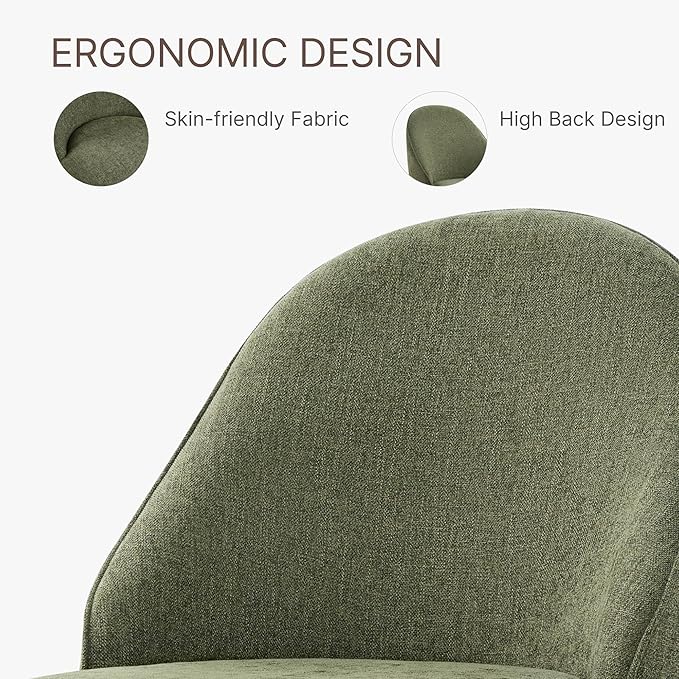 Swivel Dining Chairs Modern Desk Chair Upholstered Linen Fabric Side Chair for Kitchen Dining Room Bedroom,Moss Green,4 Box