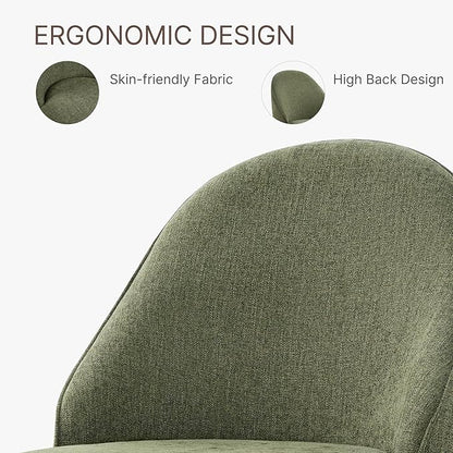 Swivel Dining Chairs Modern Desk Chair Upholstered Linen Fabric Side Chair for Kitchen Dining Room Bedroom,Moss Green,4 Box