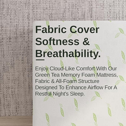 NapQueen Twin XL Size Mattress, 6 Inch Anula Green Tea Infused Memory Foam Mattress, CertiPUR-US Certified