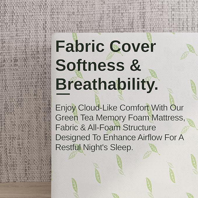 NapQueen Full Size, 12 Inch Anula Green Tea Infused Memory Foam Mattress, Bed in a Box, CertiPUR-US Certified Mattress