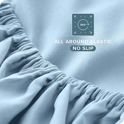Bare Home California King Sheet Set - 1800 Ultra-Soft Microfiber Cal King Bed Sheets - Double Brushed - Deep Pockets - Easy Fit - 4 Piece Set - Bed Sheets (California King, Light Blue)