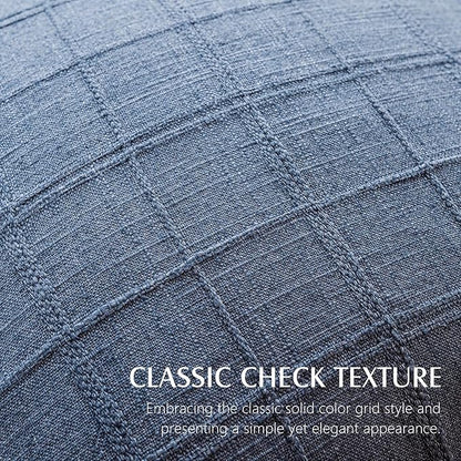 Foindtower Set of 2 Decorative Linen Check Throw Pillow Covers Neutral Farmhouse Vintage Cushion Covers Modern Coastal Boho Home Decor for Sofa Chair Couch Bedroom Living Room Outdoor,24×24 Inch,Blue