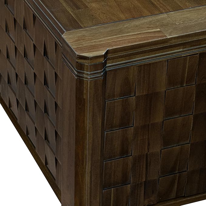 X12DA-0C8-12 14-Pc Mid Century Dining Set includes an Extendable Rectangle Kitchen Table, 1 Coffee Table and 12 Polyester Fabric Dining Chairs, 39x120 Inch, Antique Walnut