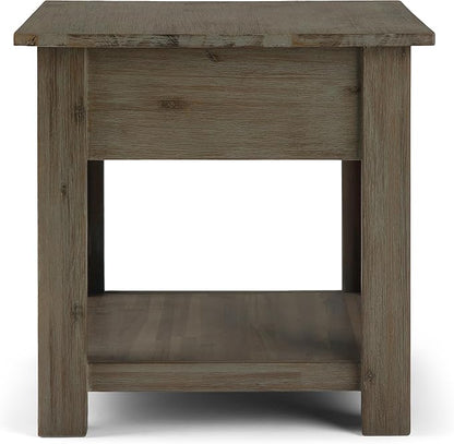 SIMPLIHOME Monroe SOLID ACACIA WOOD 22 inch Wide Square Rustic End Table in Distressed Grey for the Living Room and Bedroom