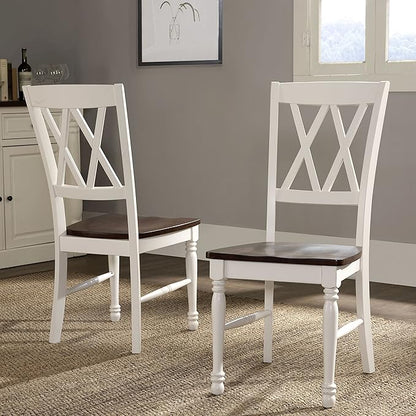 Crosley Furniture Shelby 7-Piece Traditional Dining Table Set for 6, Dinner Tables with Kitchen Chairs, Distressed White
