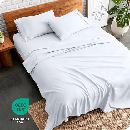 Bare Home Full XL Sheet Set - Luxury 1800 Ultra-Soft Microfiber Full Extra Long Bed Sheets - Double Brushed - Deep Pockets - Easy Fit - 4 Piece Set - Bedding Sheets & Pillowcases (Full XL, White)