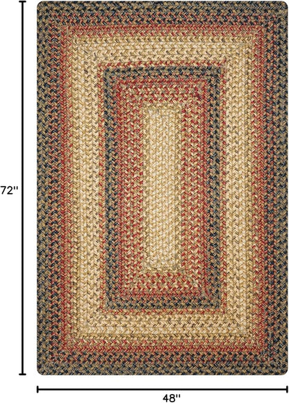 Russet Multi Color Jute Braided Area Rug, 4x6' Rectangle - Warm Country Decor, Perfect for Kitchens and Large Entryways - Durable, Reversible and Easy to Clean