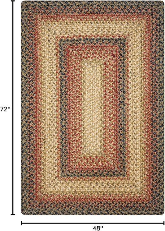 Russet Multi Color Jute Braided Area Rug, 4x6' Rectangle - Warm Country Decor, Perfect for Kitchens and Large Entryways - Durable, Reversible and Easy to Clean
