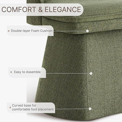 Swivel Dining Chairs Modern Desk Chair Upholstered Linen Fabric Side Chair for Kitchen Dining Room Bedroom,Moss Green,2 Box