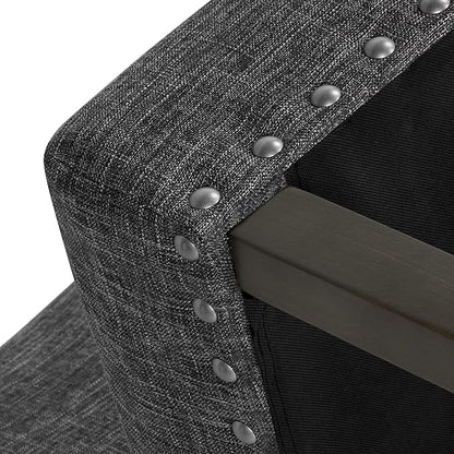 Homepop Home Decor | Nailhead Trim Counter Height Bar Stools | 24 Inch Bar Stools | Decorative Home Furniture (Slate Gray)