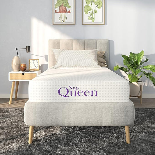 NapQueen 6 Inch Twin Size Mattress, Bamboo Charcoal Memory Foam Mattress, Bed in a Box, White