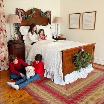 Cider Barn Red Jute Braided Area Rug, 4x6' Rectangle - Warm Country Rustic Decor, Perfect for Kitchens and Large Entryways - Durable, Reversible and Easy to Clean