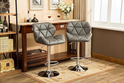 Roundhill Furniture Glasgow Contemporary Tufted Adjustable Height Hydraulic Grey Bar Stools, Set of 2,