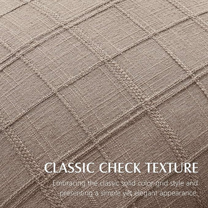 Foindtower Set of 2 Decorative Linen Check Throw Pillow Covers Neutral Farmhouse Vintage Cushion Covers Modern Boho Home Decor for Sofa Chair Couch Bedroom Living Room Outdoor,26×26 Inch,Tan Taupe